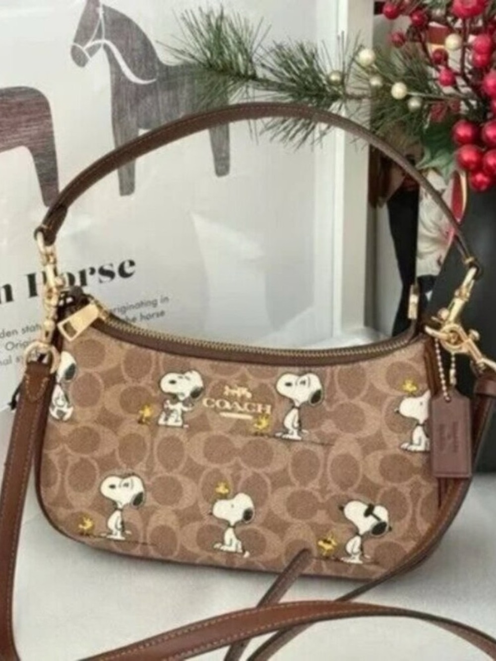 Coach X Peanuts Teri Shoulder Bag In Signature Canvas With Snoopy Print